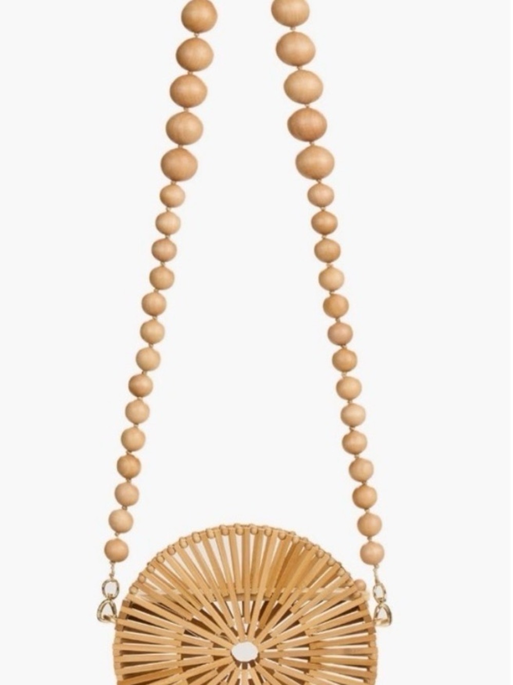 Cult Gaia Beaded Round Wicker Crossbody Bag - Natural